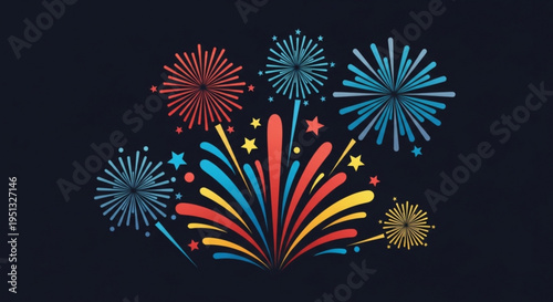 Vibrant fireworks display with colorful explosions on a dark background perfect for celebrations and festive occasions