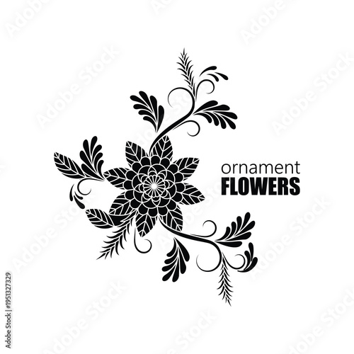 ornament flower sketch negative space pattern vector illustration
