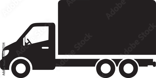 Delivery Truck Silhouette Cargo Transport Vehicle Vector Illustration