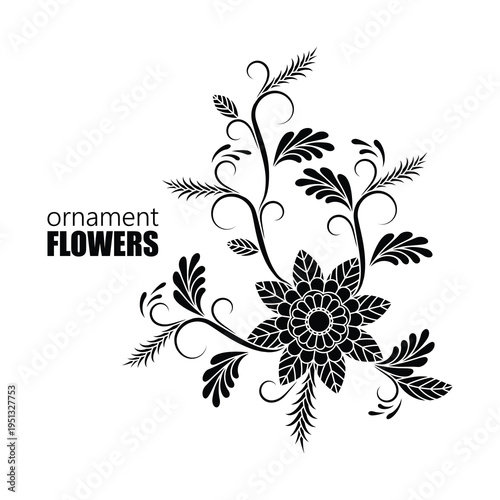 ornament flower sketch negative space pattern vector illustration