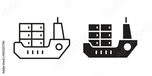 Logistic Ship icon for mobile application, button and website design.