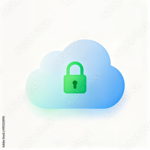 Cloud Security Lock Data Protection Flat Vector Illustration