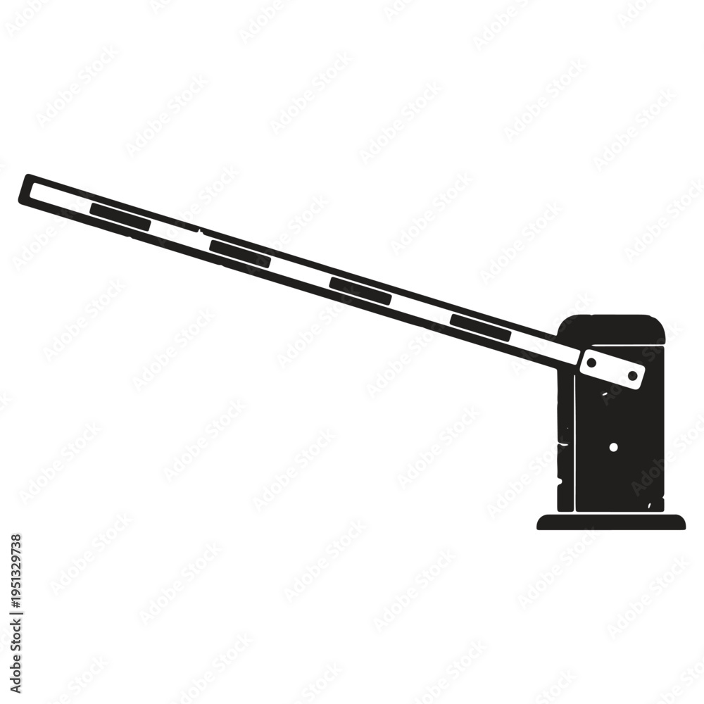 Fototapeta premium Simple black silhouette of barrier gate arm down on isolated background