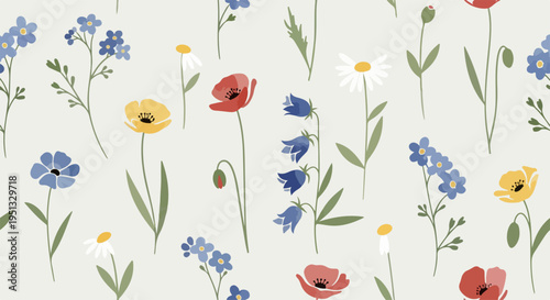 Gentle floral pattern with minimal design and soft colors for modern decorative use