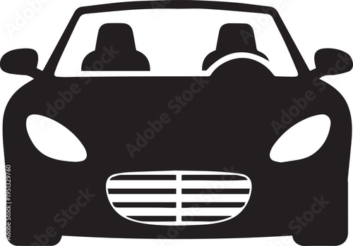 Car Front View Icon, Vehicle Silhouette, Transportation Symbol