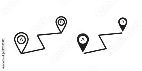 Path A to B icon for mobile application, button and website design.