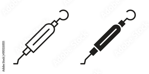 Periodontal scaler icon for mobile application, button and website design.