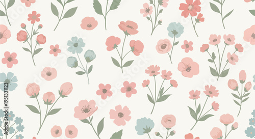 Tiny flowers scattered across a seamless background forming a playful and cheerful design