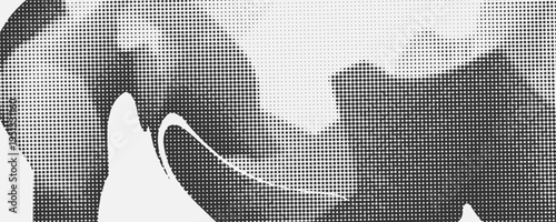 Grunge halftone gradient background. Faded grit noise texture. White and black sand wallpaper. Retro pixelated backdrop. Anime or manga style comic overlay. Vector graphic design textured template