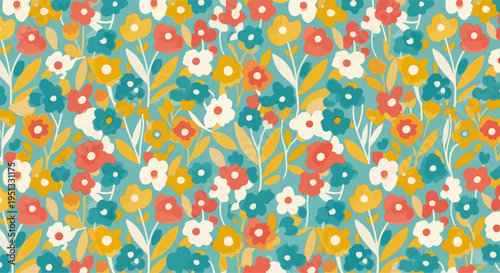 Tiny vibrant flowers scattered across a seamless surface creating a cheerful and lively floral design