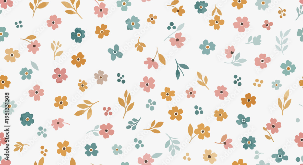 Obraz premium Seamless pattern with miniature blossoms forming a dense and vibrant floral surface for creative use