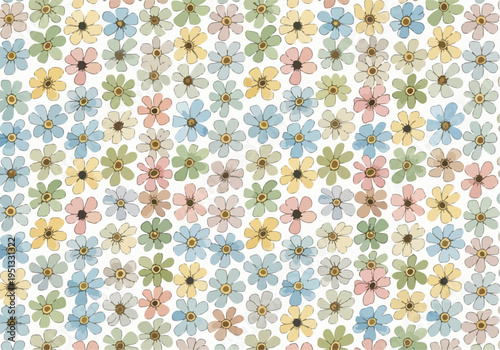 Tiny vibrant blossoms scattered across a seamless surface creating a cheerful and decorative floral background