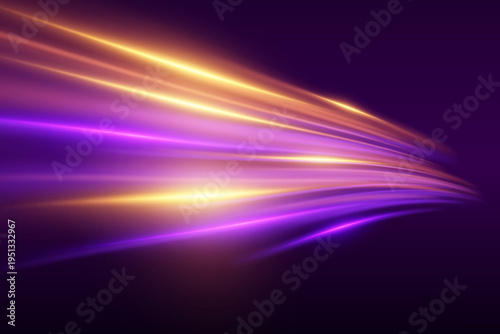 Abstract radiating vibrant light trails creating a dynamic motion effect