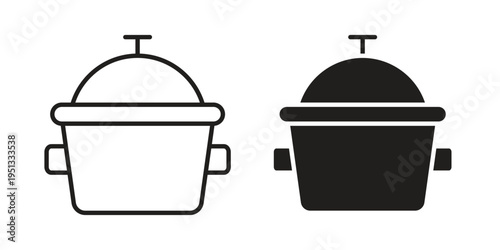 Stew pot icon for mobile application, button and website design.
