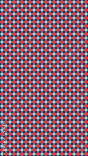 Repeating Geometric Pattern of Red and Blue Ovals vector illustration