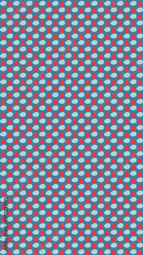 Seamless Retro Pattern with Blue Ovals and Red Squares vector illustration