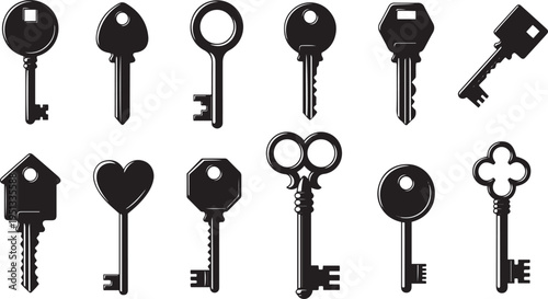 Key Icon Set Collection – Vintage and Decorative Key Vector
