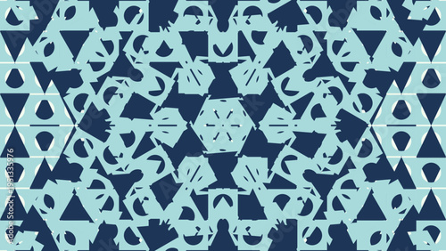 Kaleidoscopic Abstract Pattern in Blue Tones vector illustration
