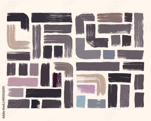 Abstract geometric artwork with various rectangular shapes