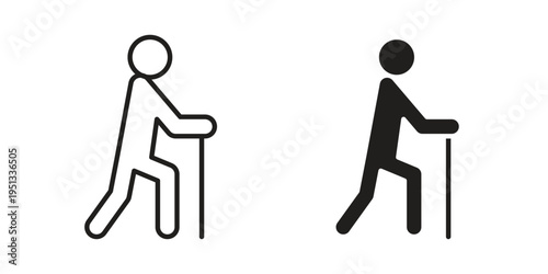 Walking stick icon for mobile application, button and website design.