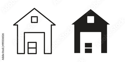 Warehouse icon for mobile application, button and website design.