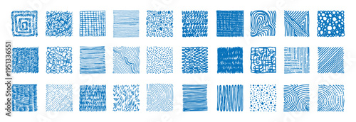 Collection of blue and white abstract patterns