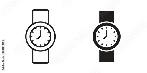 Wristwatch icon for mobile application, button and website design.