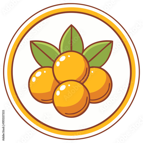 Mandarin Oranges with Leaves in Decorative Circle, Citrus Fruit Still Life