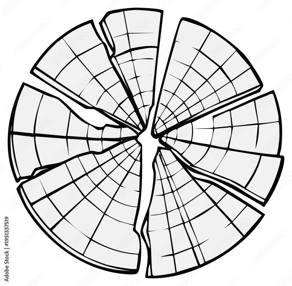 Obraz premium Abstract stylized illustration of a broken or fragmented circle, graphic design