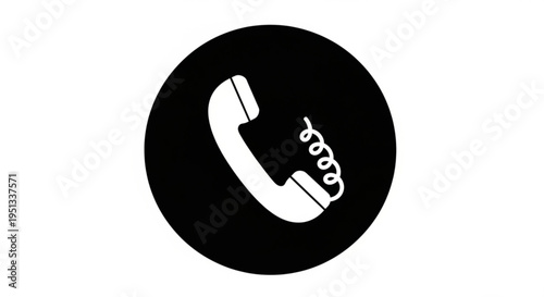Classic Telephone Receiver Icon in Black Circle
