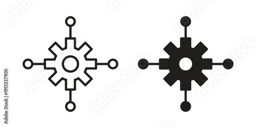 Algorithm icon set. outlined and solid flat clipart versions.