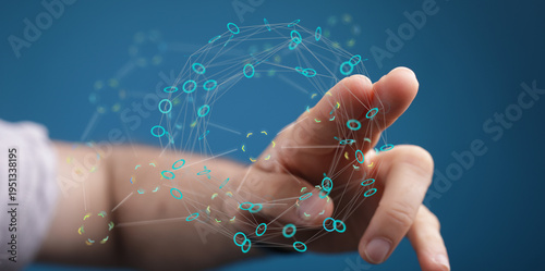 Hand touching digital netwo...