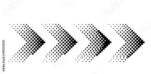 A stylized illustration of four black arrows pointing to the right on a white background