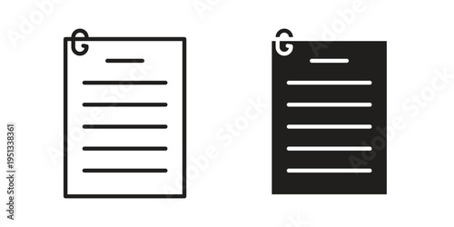 Assignment icon set. outlined and solid flat clipart versions.