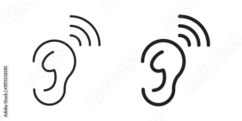 Assistive listening systems icon set. outlined and solid flat clipart versions.