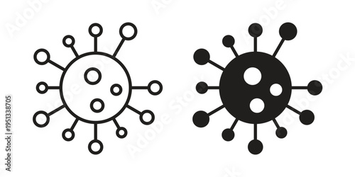 Bacteria icon set. outlined and solid flat clipart versions.