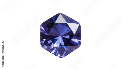 Tableau sur toile Isolated deep blue purple faceted hexagonal gemstone for luxury jewelry design a