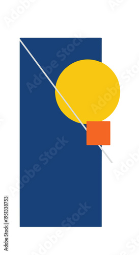 Yellow Balloon with Orange Basket Illustration.