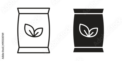 Bag seedling icon set. outlined and solid flat clipart versions.