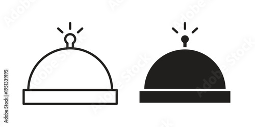 Bell concierge icon set. outlined and solid flat clipart versions.