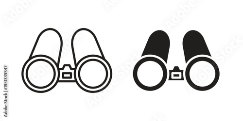 Binoculars icon set. outlined and solid flat clipart versions.