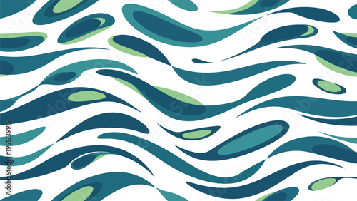 Abstract Blue Green Wavy Pattern Design.