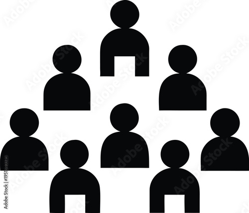 Pyramid of people with one at hierarchy organization structure