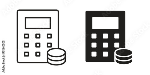 Budget icon set. outlined and solid flat clipart versions.