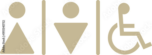 Beige Icons for Woman Man and Wheelchair User on White Background vector illustration
