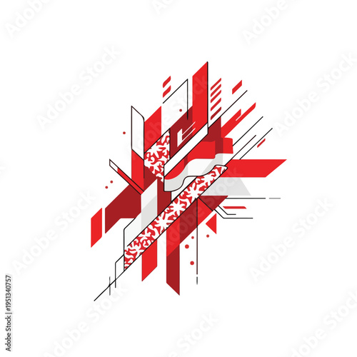 Abstract Red Geometric Shapes Design Element.