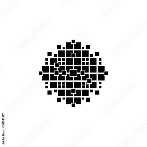 Abstract arrangement of squares forming a circular pattern, digital art.