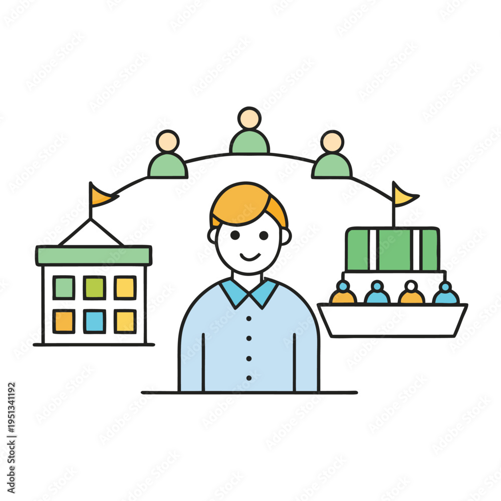 Naklejka premium Seamless event management: planning, organizing, and executing memorable experiences, coordinating logistics, venues, and activities for flawless celebrations.