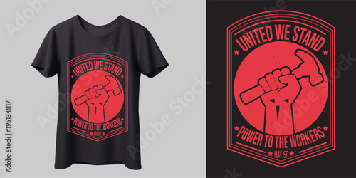 nternational Workers' Day Emblem - Silhouette and Two Tone Styles.t-shirt design