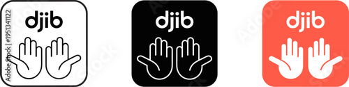 Djib Logo With Open Hands In Three Different Styles And Colors illustration vector